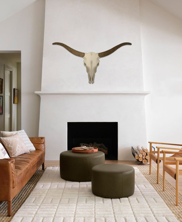Texas Longhorn Wood Painting - Longhorn Skull - Original Art