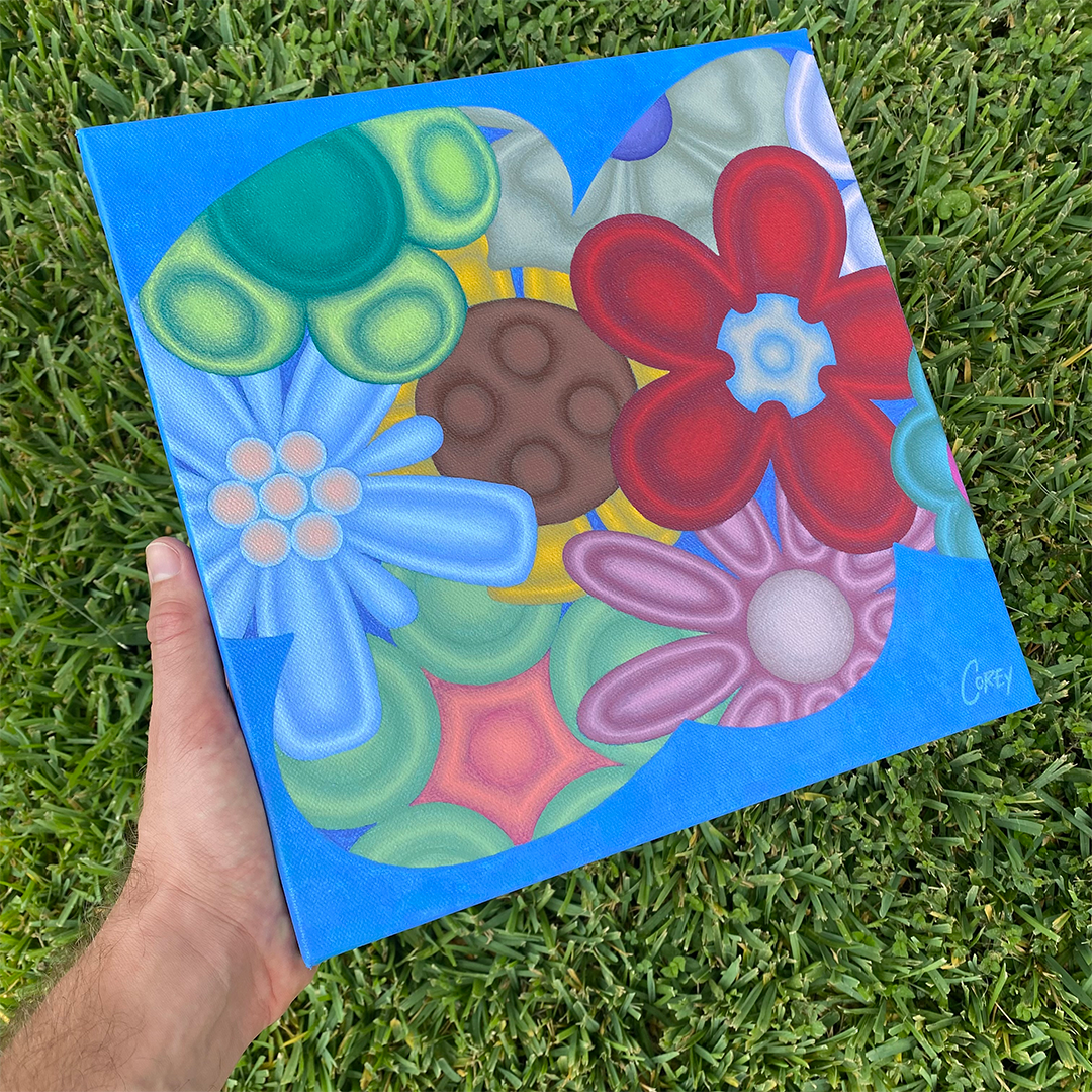 Abstract Floral Painting - Meadow In Full Bloom - 12x12 Artwork