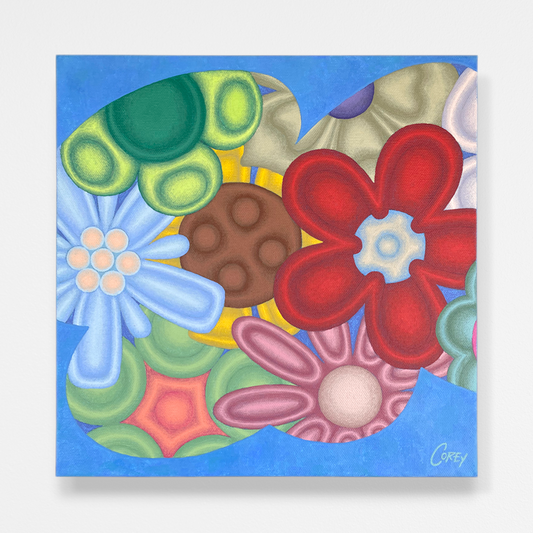Abstract Floral Painting - Meadow In Full Bloom - 12x12 Artwork