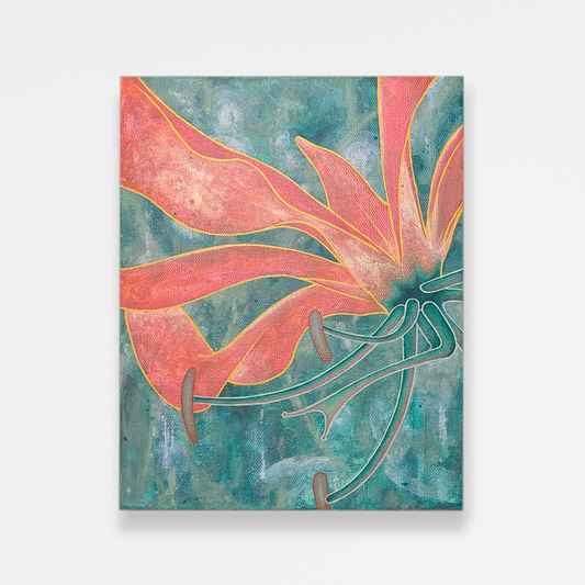 Abstract Floral Painting - Flame Lily - 8x10 Artwork