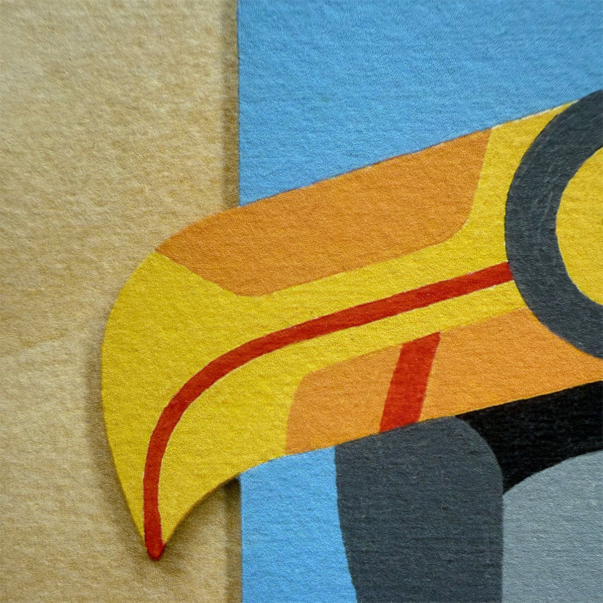 Macro photo of colorful toucan painting on a textured fine art paper