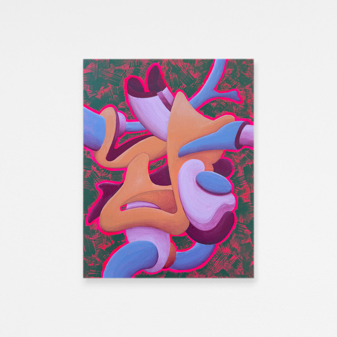 Colorful abstract art piece on a white background