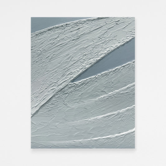 Textured acrylic blue ocean wave wall art on a white background