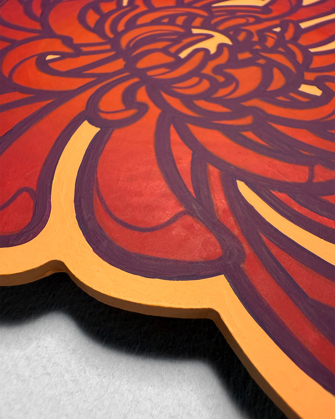 Floral Painting - Chrysanthemum - 8"x8" Wood Sculpture