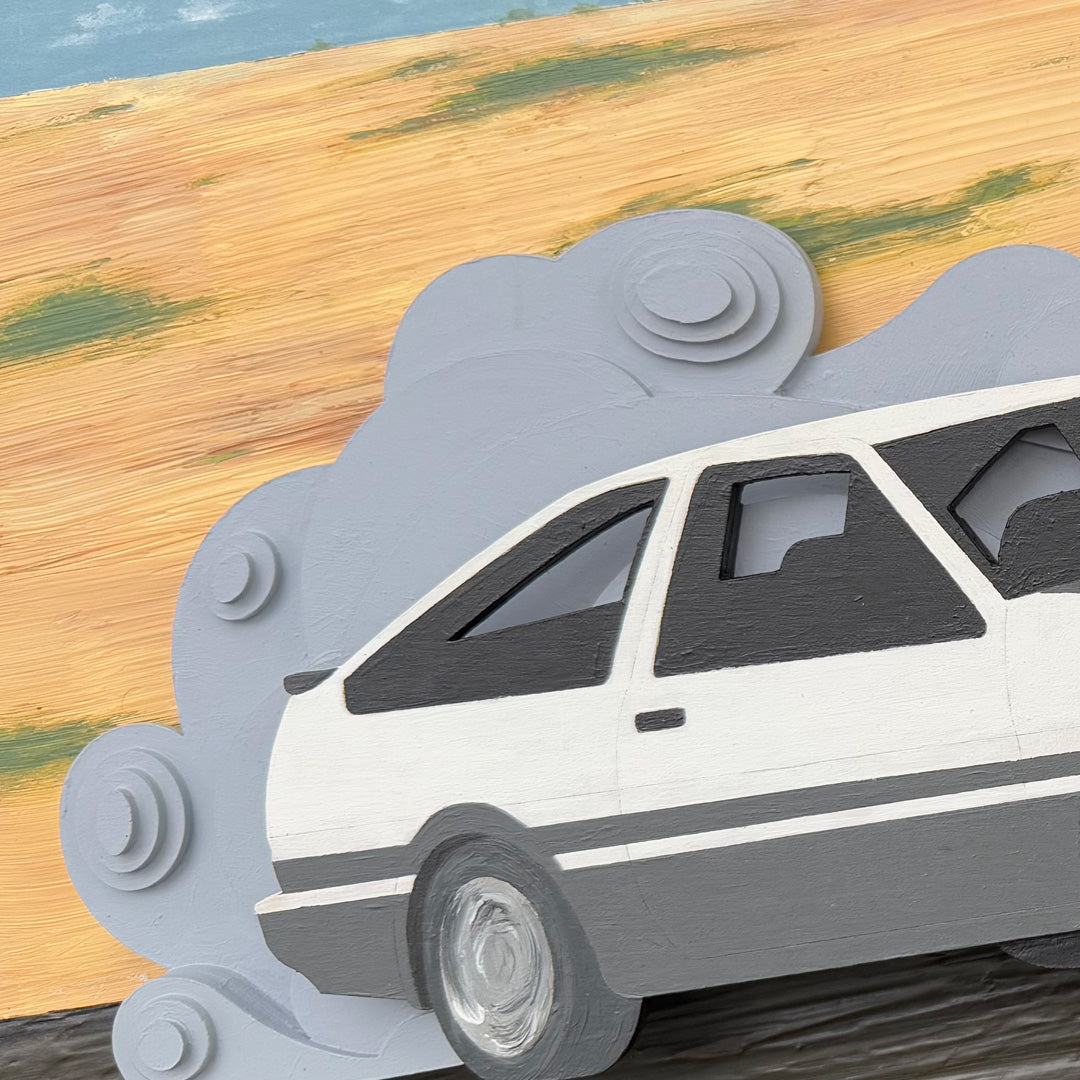 Toyota AE86 Painting - Drifter - 12x24 Wood Sculpture