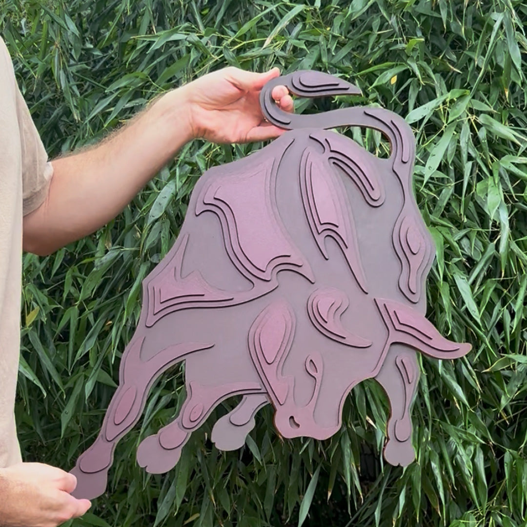 Lamborghini Bull Painting - Toro - 21x23 Wood Sculpture